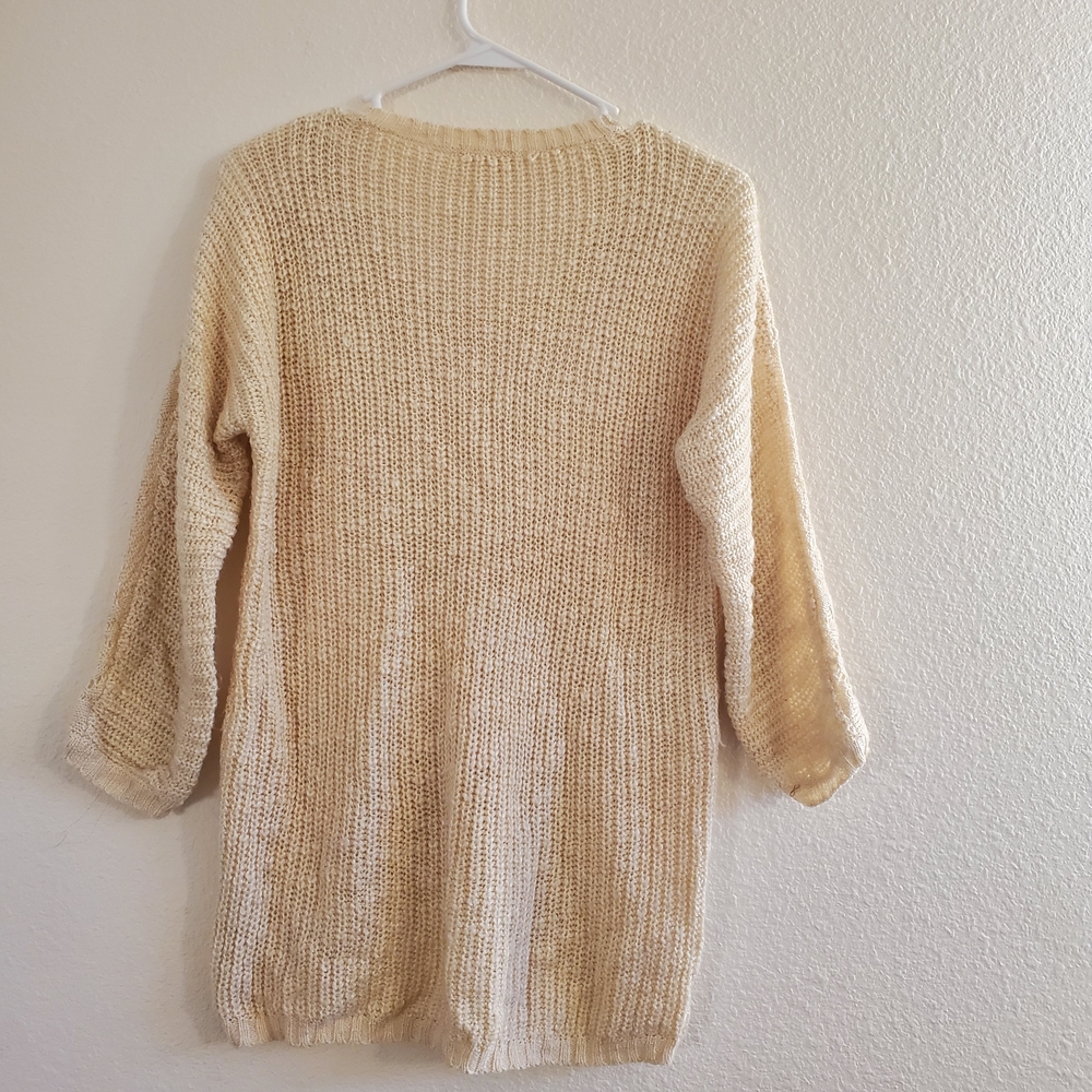 Pink Rose Women's Cream Knit Sweater with Crochet Size M - Picture 3 of 10